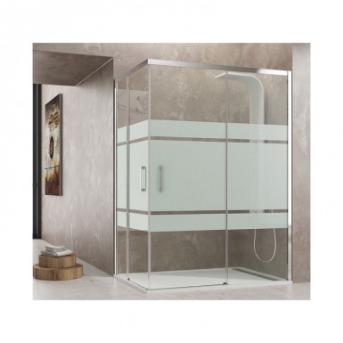 Paroi de douche d'angle TETHYS SATIN accès sur angle 70 x 100 cm