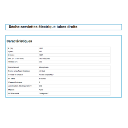 Sèche-serviettes électrique ESSENTIAL tubes droits